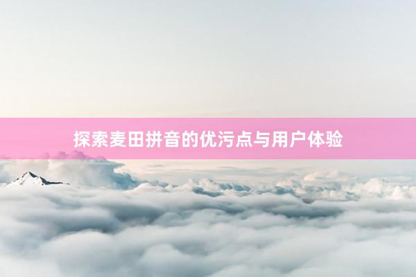 探索麦田拼音的优污点与用户体验